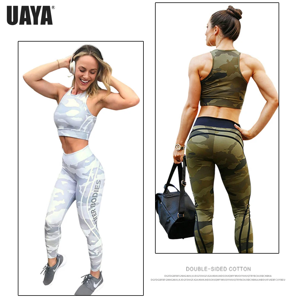 UAYA رفع اللياقة البدنية يغطي الرجل التمويه yoga بانت شريط الجسم بناء المرأة طماق الرياضية Athleisure الإناث بانت بيع