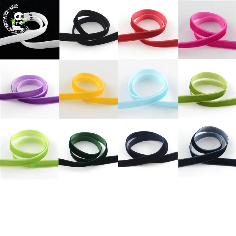 

12 Colors Single Face Velvet Ribbon for Packing Gift Wrapping Hair Bowknot Jewelry Making 1m/bundle 12 bundle/set