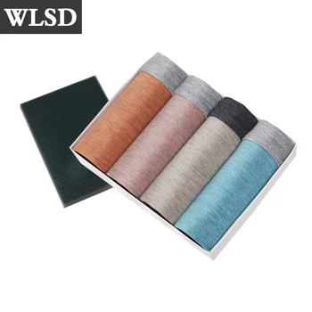 

WLSD 4pcs/lot Male Panties Cotton Men's Underwear Boxers Breathable Gay Boxer Solid Underpants Comfortable Brand Shorts