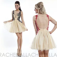 Nach Maß Sheer O-ansatz Pailletten Applique Cocktailkleider 2016 Falten Rüschen Sexy Backless Cocktailkleid