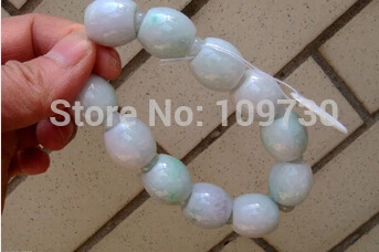 

hot sell90980 Certified Light Lavender Green Jadeite Jade Doughnut 15MM Bead Bracelet