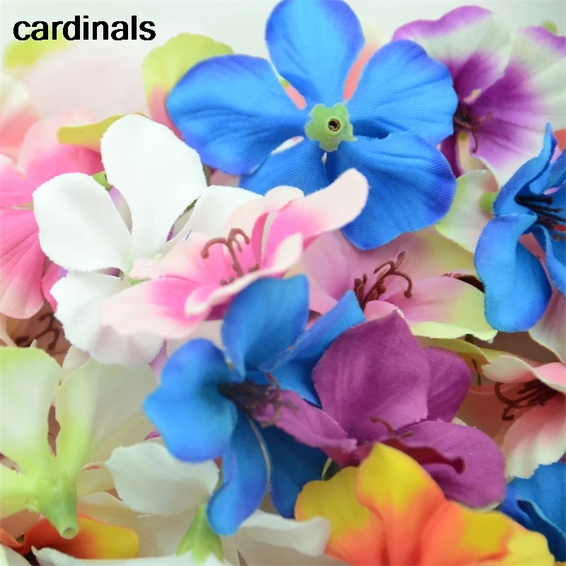 저렴한 미니 실크 난초 인공 꽃 머리, 웨딩 홈 장식 수제 크리스마스 선물 상자 공예 가짜 꽃, 60 개artificial