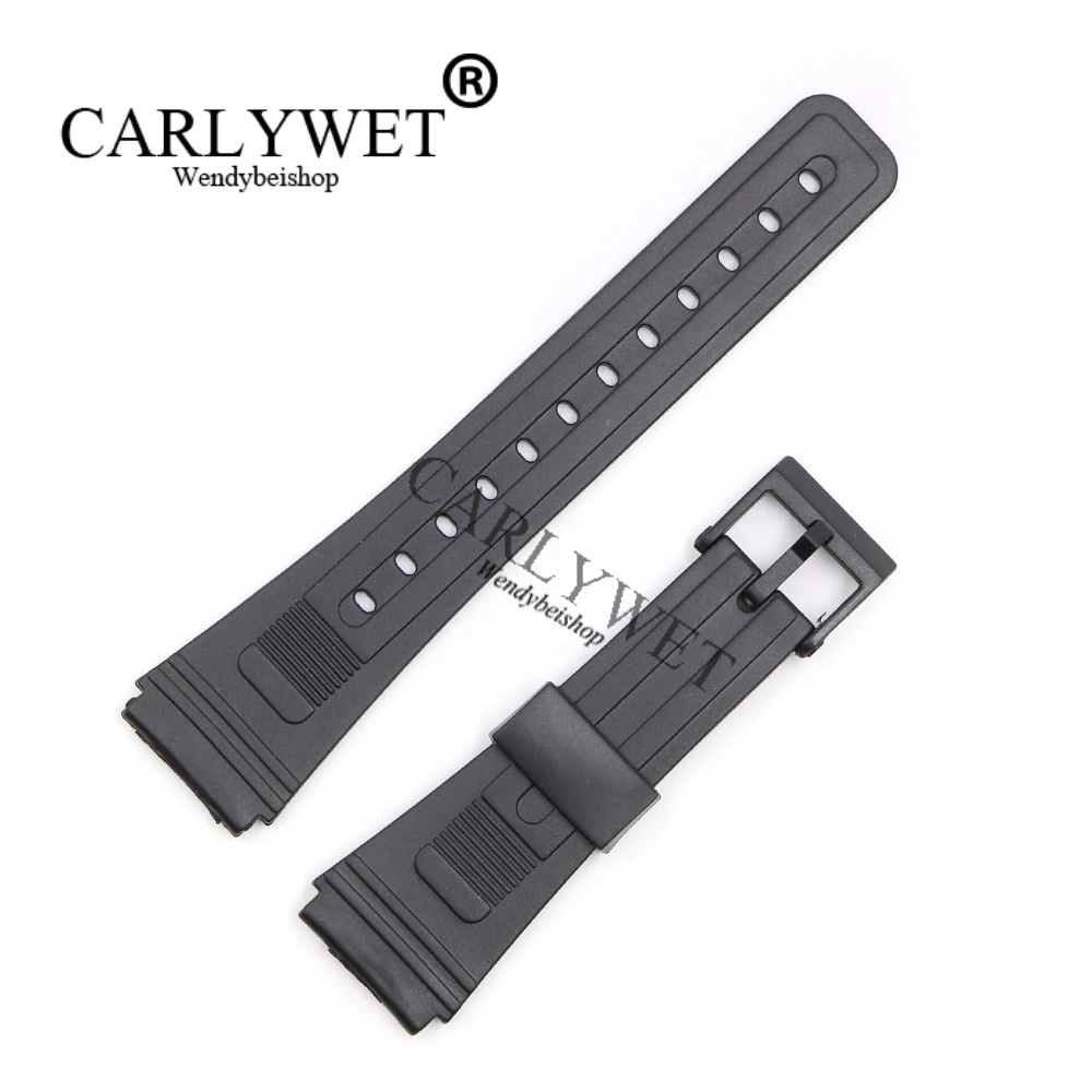 CARLYWET 20 мм Мужские и женские черные Сменные силиконовые резиновые прямые часы