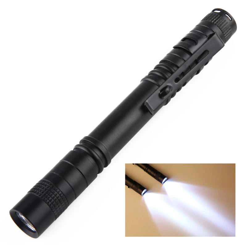 

LED Flashlight Torch Penlight Pen Shape Lamp Clip Portable Waterproof Mini Light Outdoor QP2