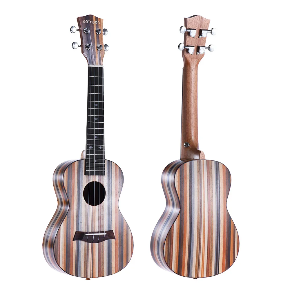 ammoon 24" Acoustic Wooden Soprano Ukulele Uke 18 Frets 4 Strings Neck Rosewood Fingerboard String Instrument Musical Gift