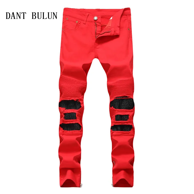 red and black pants