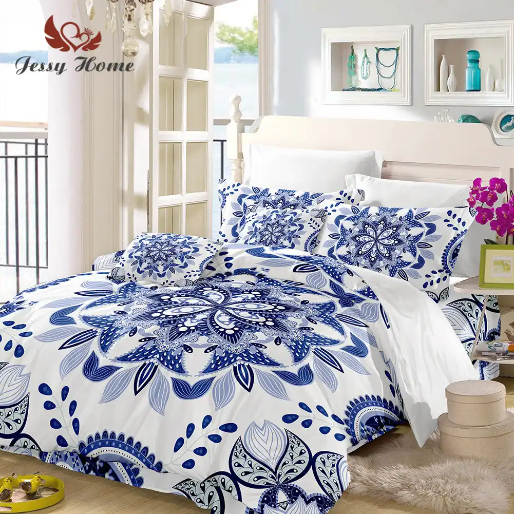 Blue And White Porcelain Bedding Set Queen Size Chinese Duvet