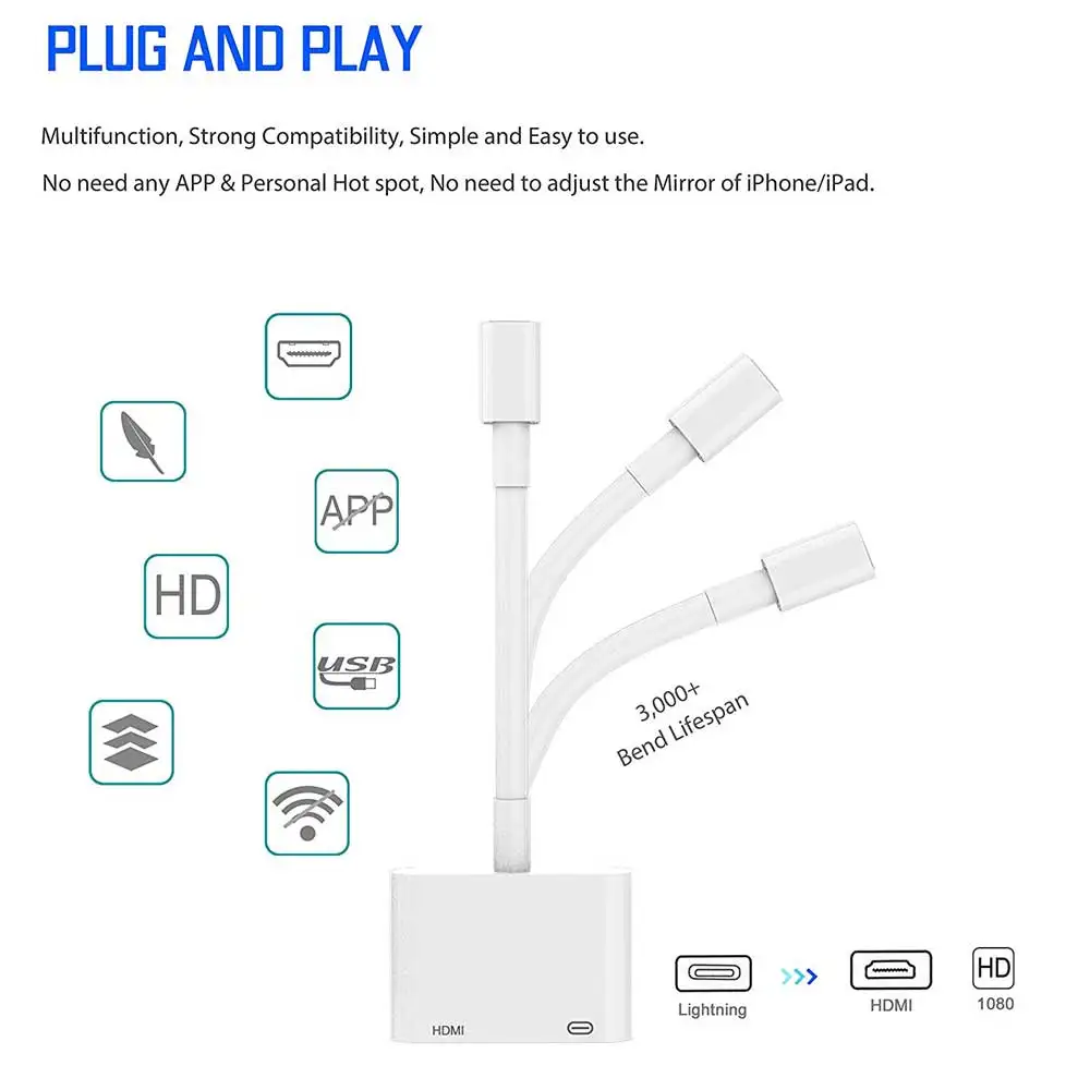 ITINFTEK 8-контактный цифровой AV мобильный телефон HDMI конвертер кабель для IOS к HDMI HDTV кабель адаптер для IPhone 5 6X8 7