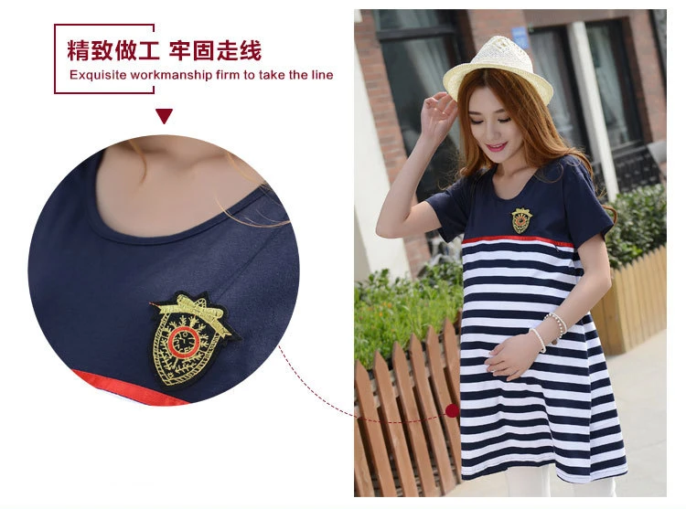 Cotton Striped Nursing Dress for Pregnancy Woman Short sleeve Summer Maternity Dresses Clothing Breastfeeding Nursing Dress (12)