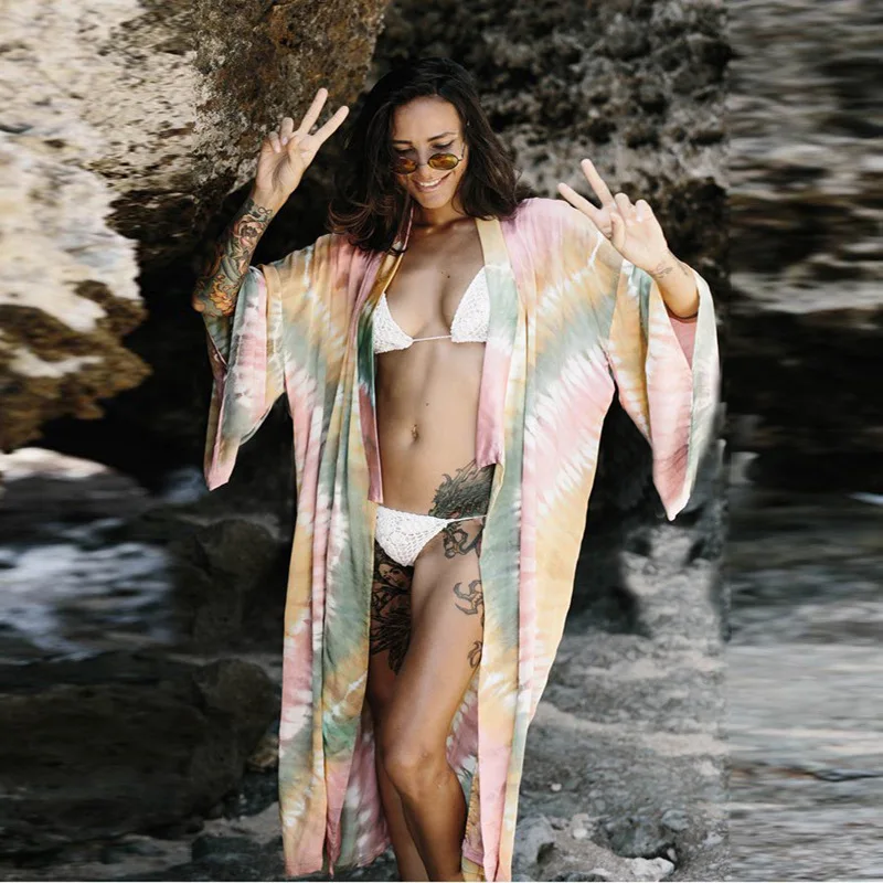 Saida De Praia женский пляжный купальный костюм для женщин, шифоновый свободный купальник с принтом, ацетат Sierra