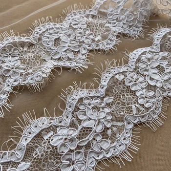 

9CM width, 3 yards=1 piece off white cording lace trim wedding veils lace! 2019 NEW delicate China handmade cored lace wedding
