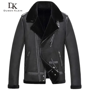 

Motorcycle jacket Shearling coat men 2017 new Dusen Klein Genuine sheepskin Wool liner Designer leather coats 71C2706