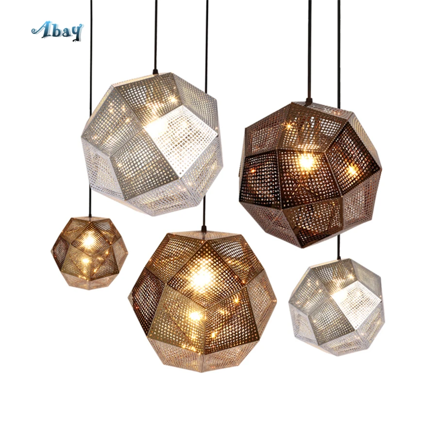 Nordic Geometric Metal Box Pendant Lights For Living Room Study Geometric Metal Box Pendant Lights