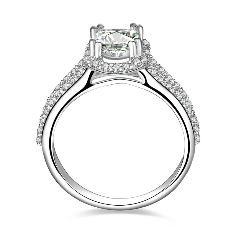 AINUOSHI Princess Cut Halo Кольцо классическое квадратное бесконечное обручальное кольцо SONA женское свадебное 925 серебряных колец обручальное кольцо