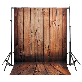 

5x7FT Vinyl Photography Backdrop Photo Background, Brown wood wall floor
