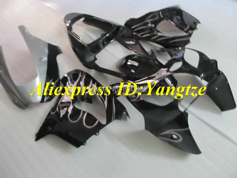 

Custom Motorcycle Fairing kit for KAWASAKI Ninja ZX9R 2002 2003 ZX9R 02 03 White flames black ABS Fairings set +gifts SD36