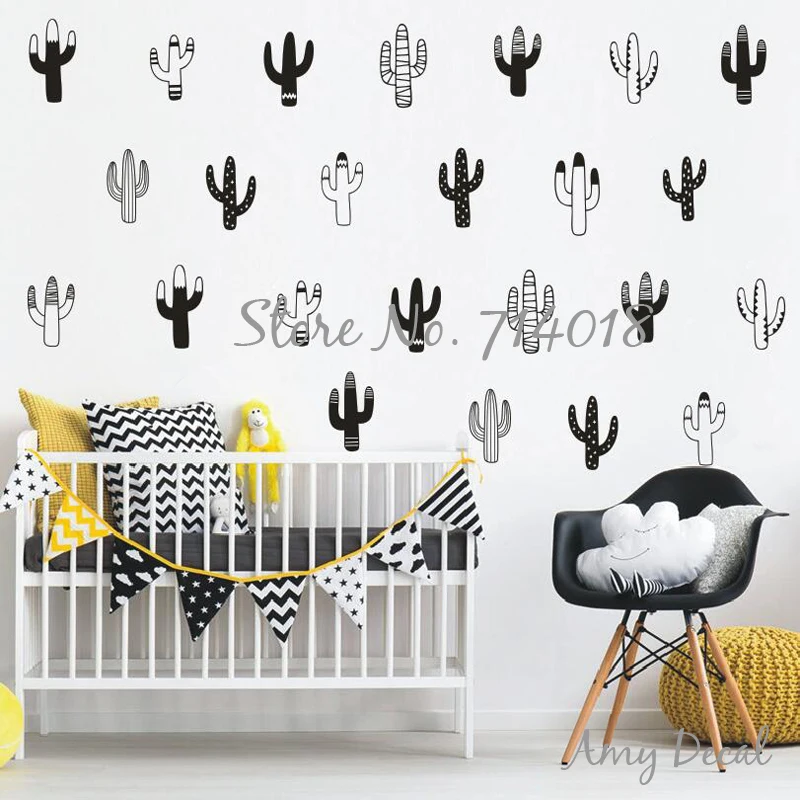 Woodland Cactus Wall Decals Vinyl Sticker For Kids Room Baby Bedroom