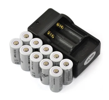 

10pcs 16340 2200mah Rechargeable Battery CR123A 3.7V 16340 2200mAh Rechargeable li-ion Batteries+charger