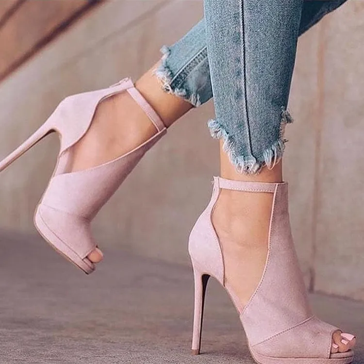 

Fashion Leisure Thin Heels Sandals Women Ankle Strap Super High Cover Heel Ladies Shoes Summer Casual Shallow Sandals