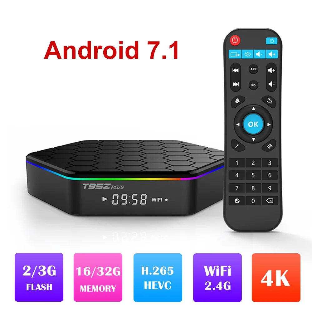 ATTRACTIVE DESIGN! T95Z PLUS Android 7.1 Smart TV Box Amlogic S912 Octa