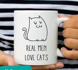 Настоящие мужчины Любовь Кошки кружка забавный кот кофейные кружки для мужчин Кот Любовник подарок для мужчины