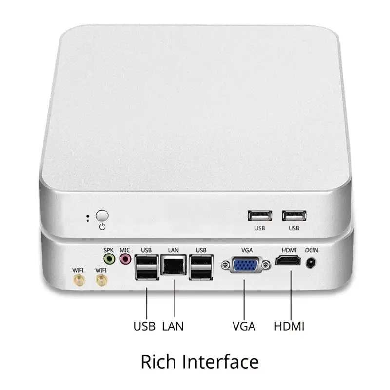 XCY Mini computadora PC Intel Core i7 7500U procesador DDR4 RAM windows 7/8 1/10 sistema linux PC de Juegos 4 K UHD HTPC HDMI VGA WiFi