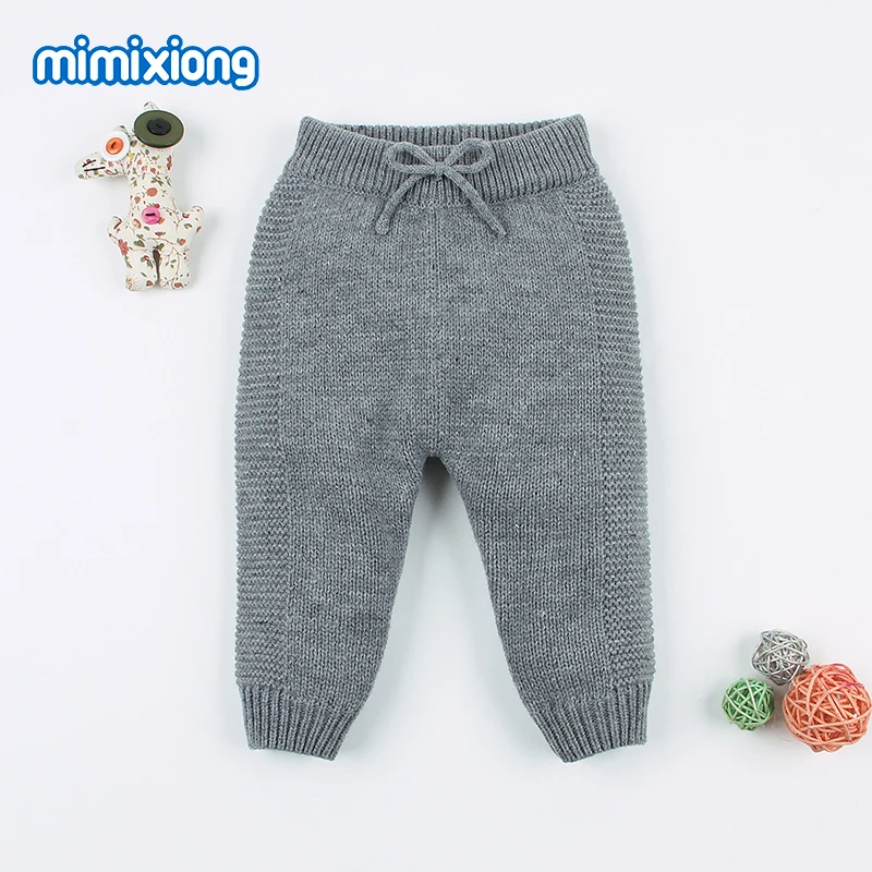 

Trousers for Newborns Babies Girls Pants Autumn Grey Casual Infant Boys Panties Winter Warm Toddler Kids Knitted Pantalon 3-18M
