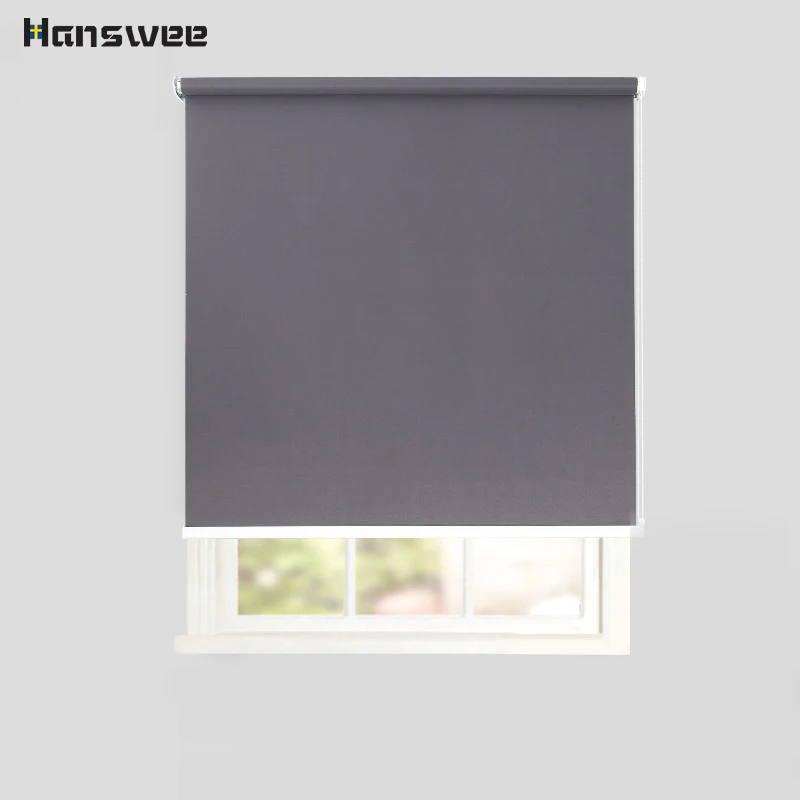 

HANSWEE 100% blackout sunblock shading roller blinds with water drop bottom bar customized size and many colour available