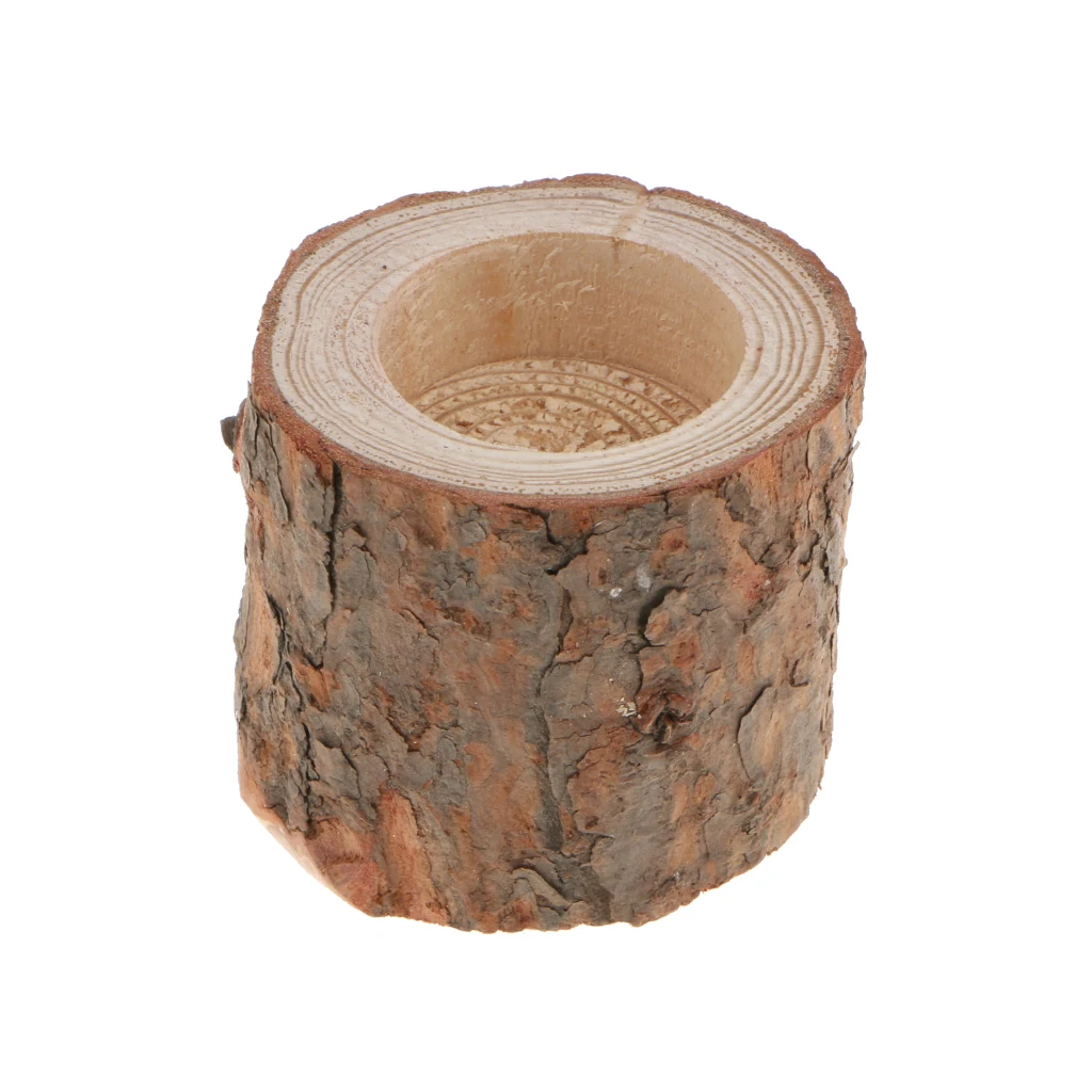 10x Raw Natural Tree Stump Candlestick Wooden Candle Holder Tea Light Votive Candle Stand 6cm