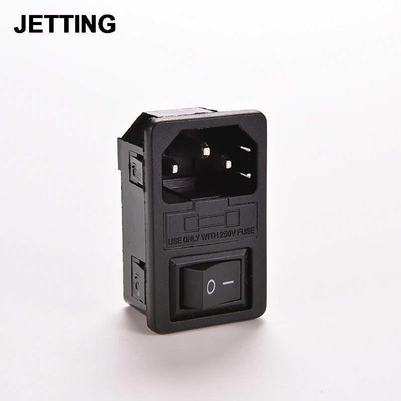 

1PCS Black 10A 250V IEC320 C14 3 Pin Fused Power Socket Connector with Rocker Switch High Qualityi