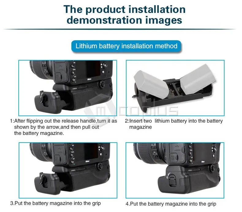 Mcoplus BG-70D Вертикальная Батарейная ручка держатель с 2x LP-E6 батарея для Canon EOS 70D 80D DSLR камера как BG-E14 Meike MK-70D