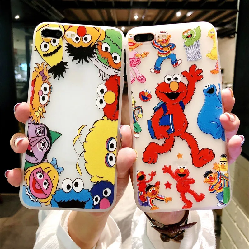 

Mouplayca Cute cartoon Sesame Street phone cases For Iphone 8 7 Plus X 6 S Plus Soft silicone TPU Phone Case For Iphone 7