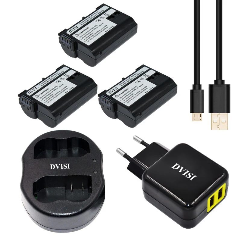 3pcs/lot EN-EL15 EN EL15 ENEL15 Rechargeable Battery + USB Dual Charger for Nikon D600 D610 D600E D800E D7100 d750 V1 MH-25 | Электроника