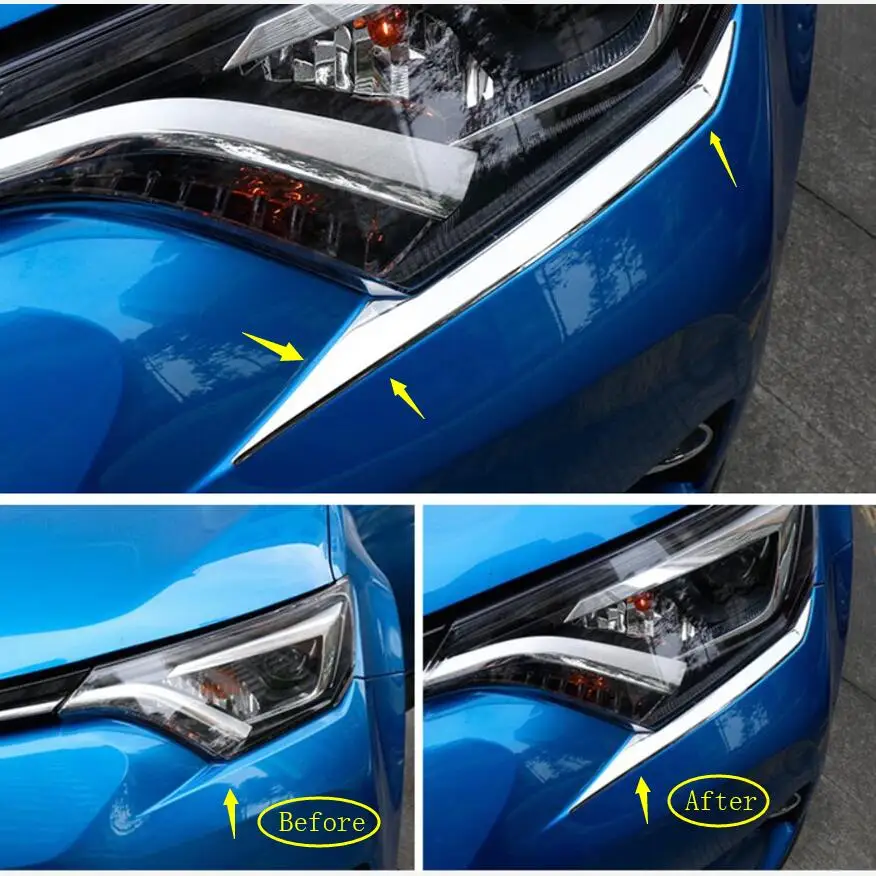 Lapetus хромированные передние фары лампа крышка для век отделка 2 шт. Toyota RAV4 Rav 4 2016 2017