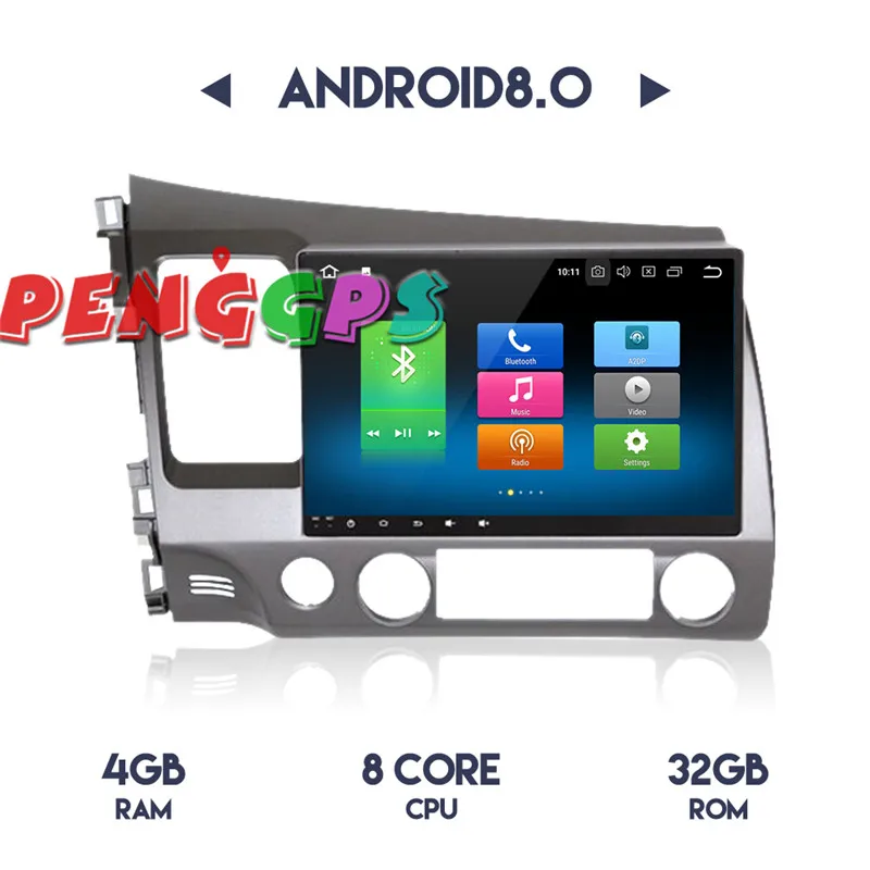 Perfect 10.2 inch Android 7.1 8.0 Car Radio GPS Navigation Headunit for Honda Civic Sedan 2007-2011 Multimedia no Car DVD Player Stereo 7