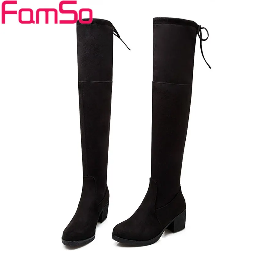 

Size34-43 2016 new Sexy Women Boots black Autumn over the Knee boots high heels Red shoes Winter Female Snow Boots SBT2972