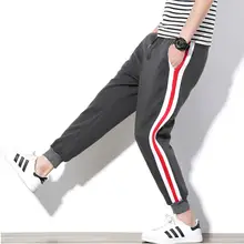 Зимние теплые мужские тренировочные брюки брендовые корейские модные толстые боковые спортивные длинные брюки тонкие Беговые брюки в повседневном стиле хип хоп Уличная серая