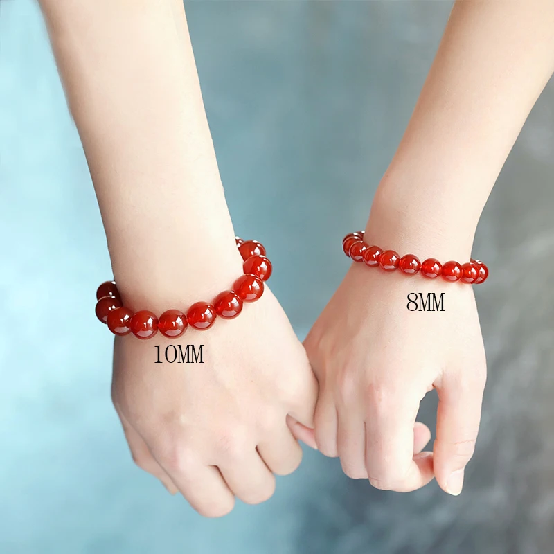 Bracelet Jewelry Trendy Carnelian Bracelet Women Men Jewelry 6 8 12 14 16mm Red Stone Beads Bracelets Bangle