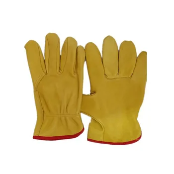 

1pair Lined Leather Drivers Work Gloves Gardeners Safety Hand Protection