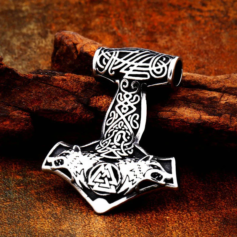 Beier stainless steel norse viking dropshipping 1pcs thor's hammer mjolnir wolf head pendant necklace scandinavian jewelryLP447 Beier stainless steel norse viking dropshipping 1pcs thor's hammer mjolnir wolf head pendant necklace scandinavian jewelryLP447