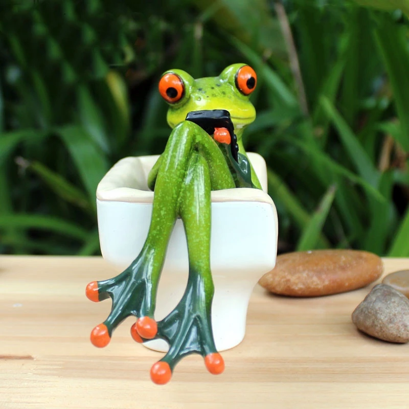 NZBZ. Kawaii животных 3D лягушки смолы статуэтки куклы дома Скульптура декор украшения