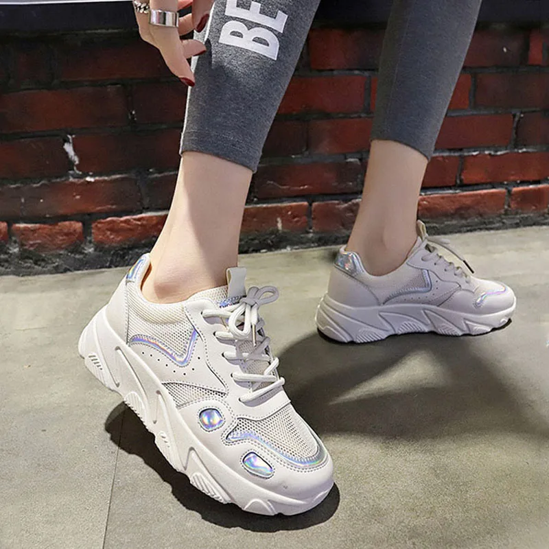 

2019 Women Running Shoes breathable mesh Sneakers women sport shoes thick sole athletic women shoes outdoor platform sneakers