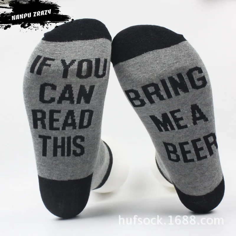 Изготовленные на заказ винные носки, если вы можете прочесть это Bring Me Beer me, женские носки, хлопковые теплые носки - Цвет: 4