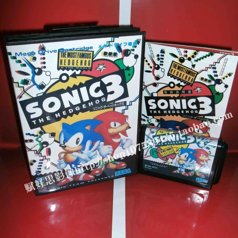 Sega MD игра Sonic зубная щётка 3 Ежик с коробкой и руководством для 16 бит игровой