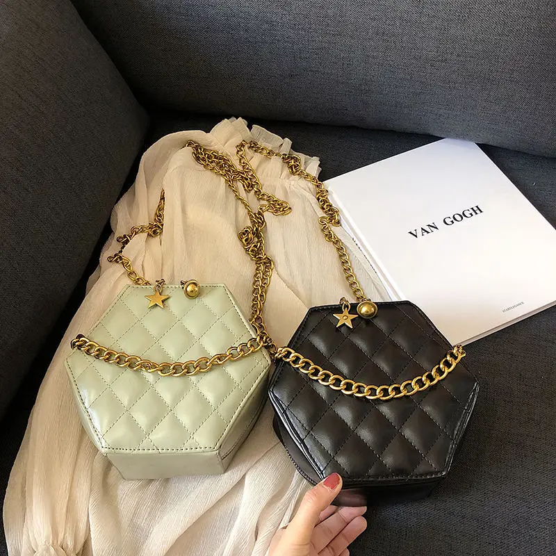 

Youbroer Ringlet Chain Hand Small Round Bag Fashion Single Shoulder Girl Cross Body Bags Diamond Lattice