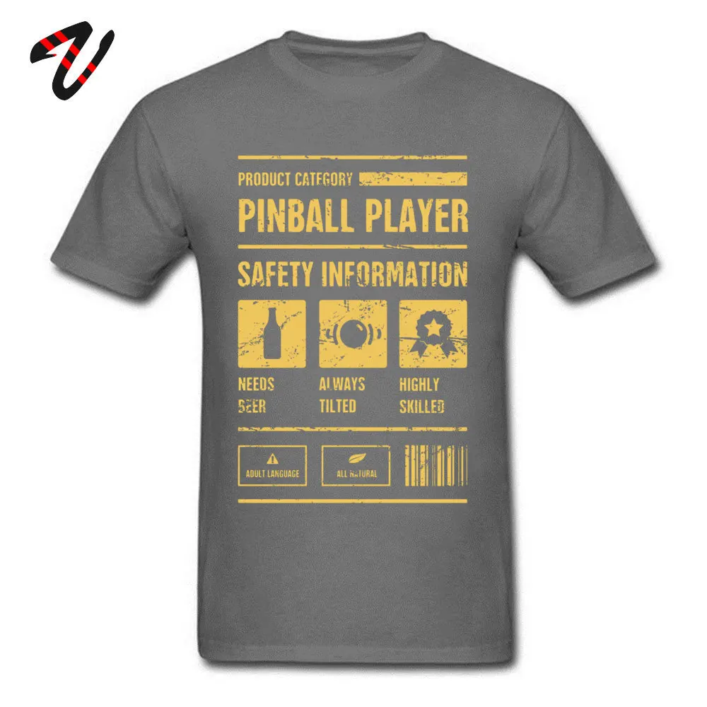 Pinball Player Safety Information T Shirt Short Sleeve Europe 2019 Popular Men Summer Tees Europe Tees O-Neck 100% Cotton Pinball Player Safety Information 17180 carbon