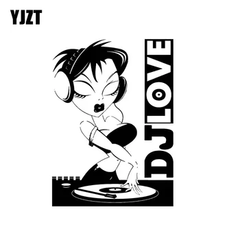 

YJZT 10.7*14.6CM Sexy Hot DJ Love Girl Decal Black/Silver Popular Style Silhouttte Design Car Sticker Vinyl C20-1122