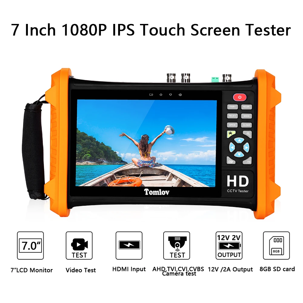 

7 Inch IPS Touch Screen Tester 1080P HD LCD display Security CCTV Tester CVBS Monitor TVI, CVI ,AHD,CVBS cameras Analog Tester