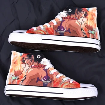 

High-Q Unisex Anime ONE PIECE Portgas D Ace 3D Punk plimsolls canvas shoes rope soled shoes