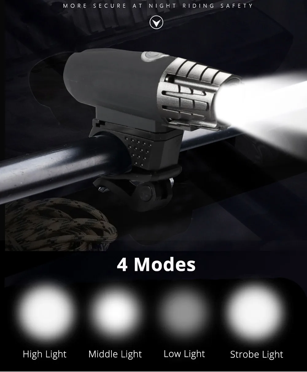 Perfect USB Rechargeable Built-in 2400mAh Battery XPG Bike Light Bicycle Headlamp with Free taillight LED Front Ligh Bicycle accessories 0